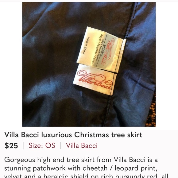 Villa Bacci Tree Skirt 58” Velvet, Satin & Faux Fur, NWOT - Picture 4 of 5